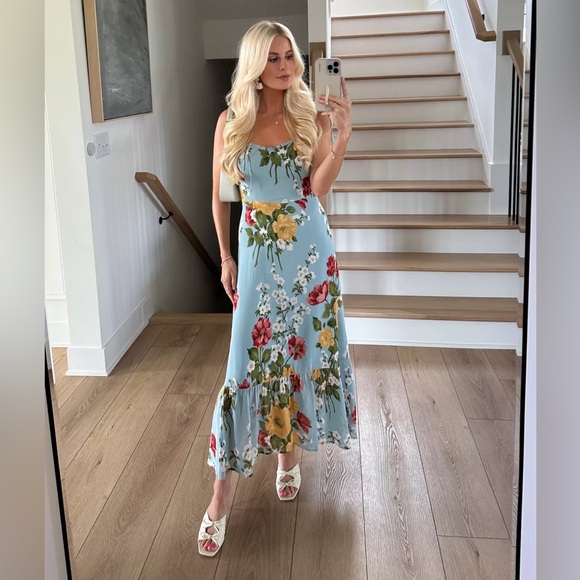 NWT Reformation Blue Floral Enya Midi Dress 8 - Picture 5 of 11